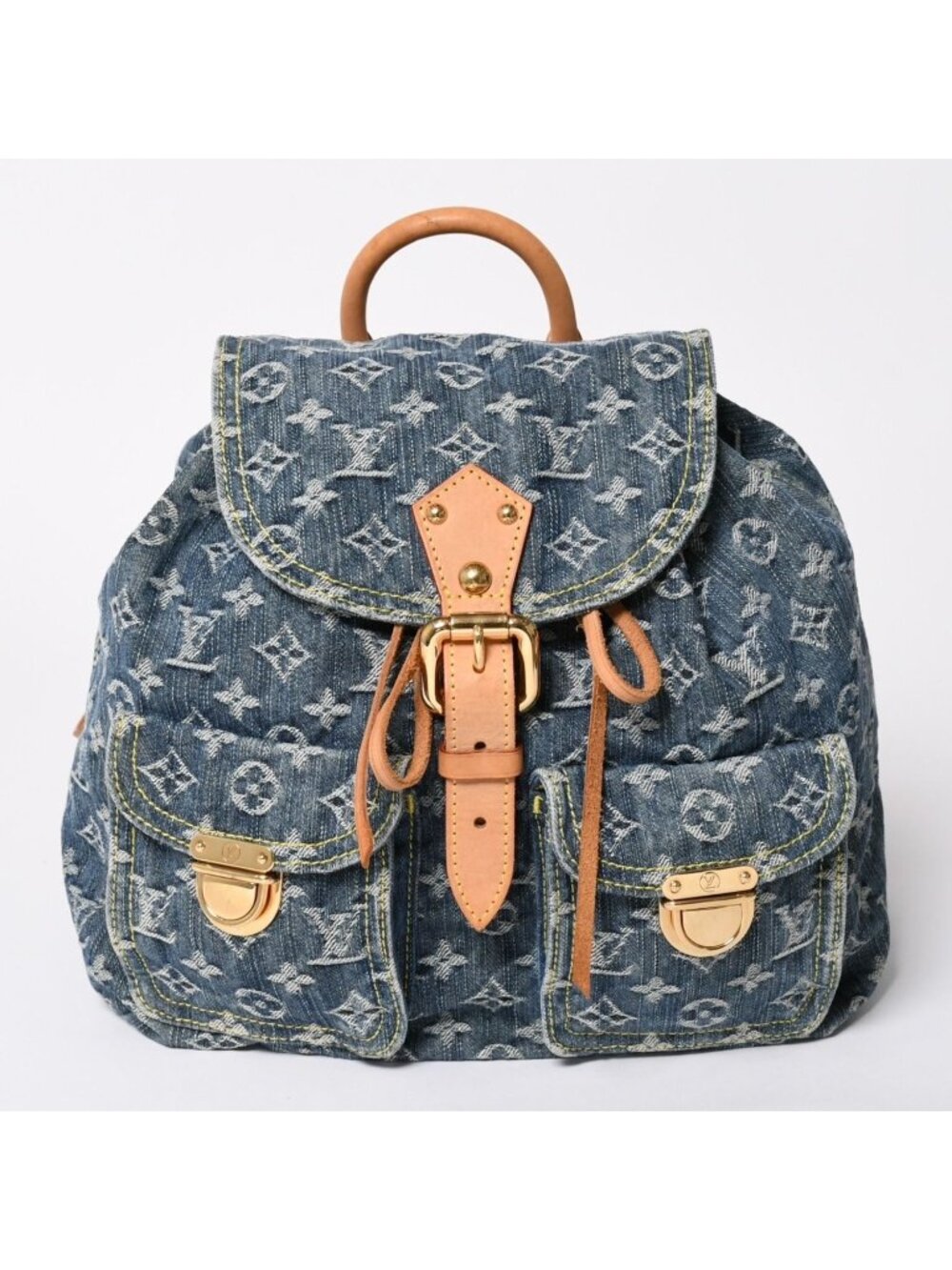 Louis Vuitton Sac a Dos GM Backpack Monogram Denim Blue Gold